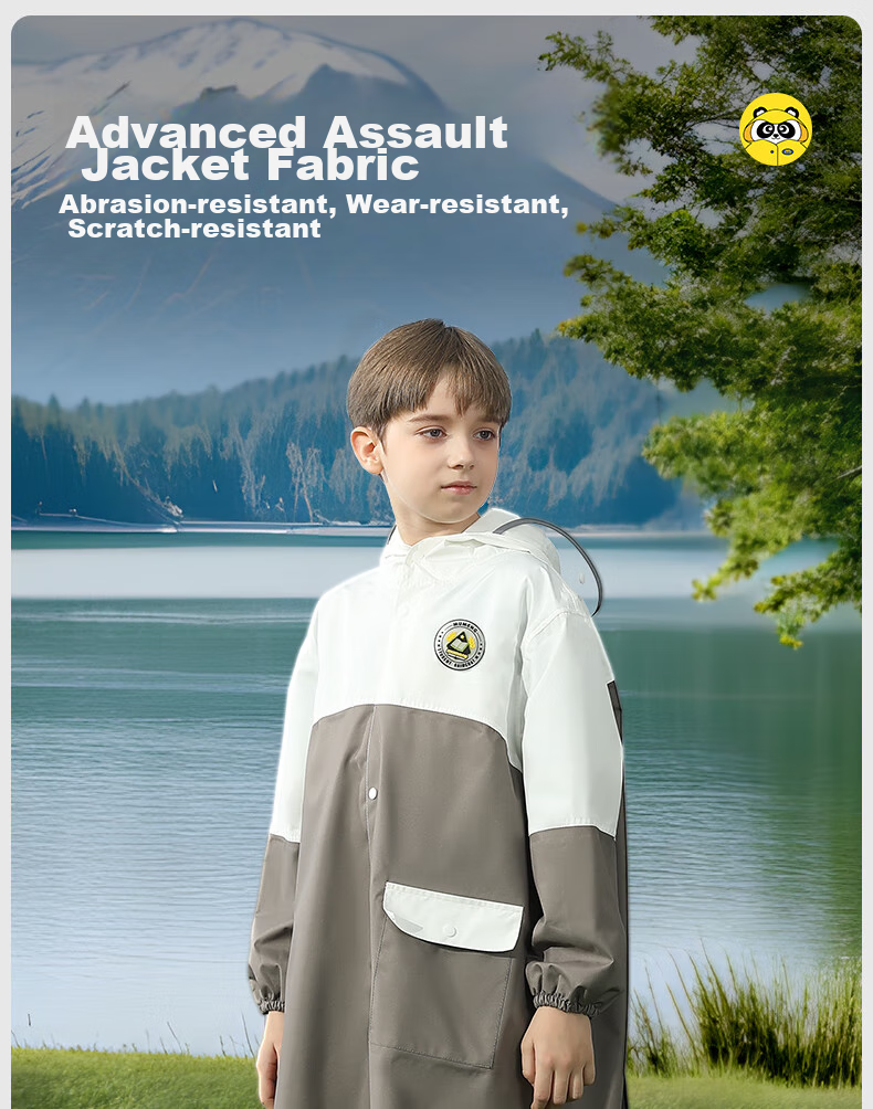 Moremerry Children's Raincoat for Boys And Girls with Backpack Space, Waterproof And Breathable, Stylish Rain Poncho for School, Apple Green, 2XL 13