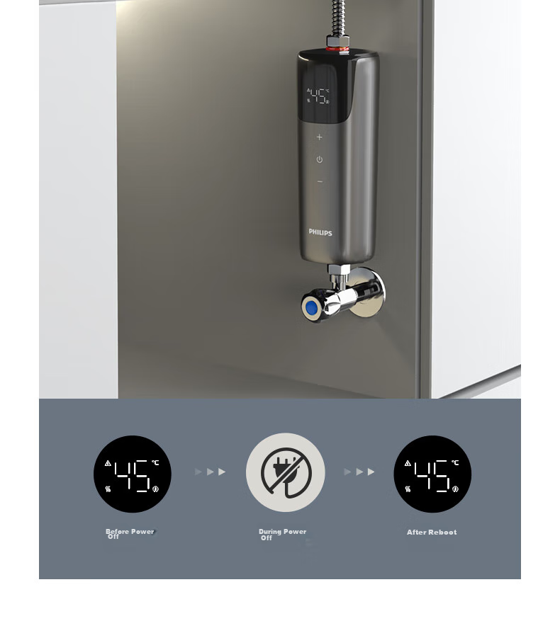 PHILIPS Instant Mini Kitchen Electric Water Heater, 5500W Intelligent Stepless Frequency Conversion, Instant Heating, Mini Vertical Kitchen Hot Water Tank, Subsidy 15%, AWH1065/93 8