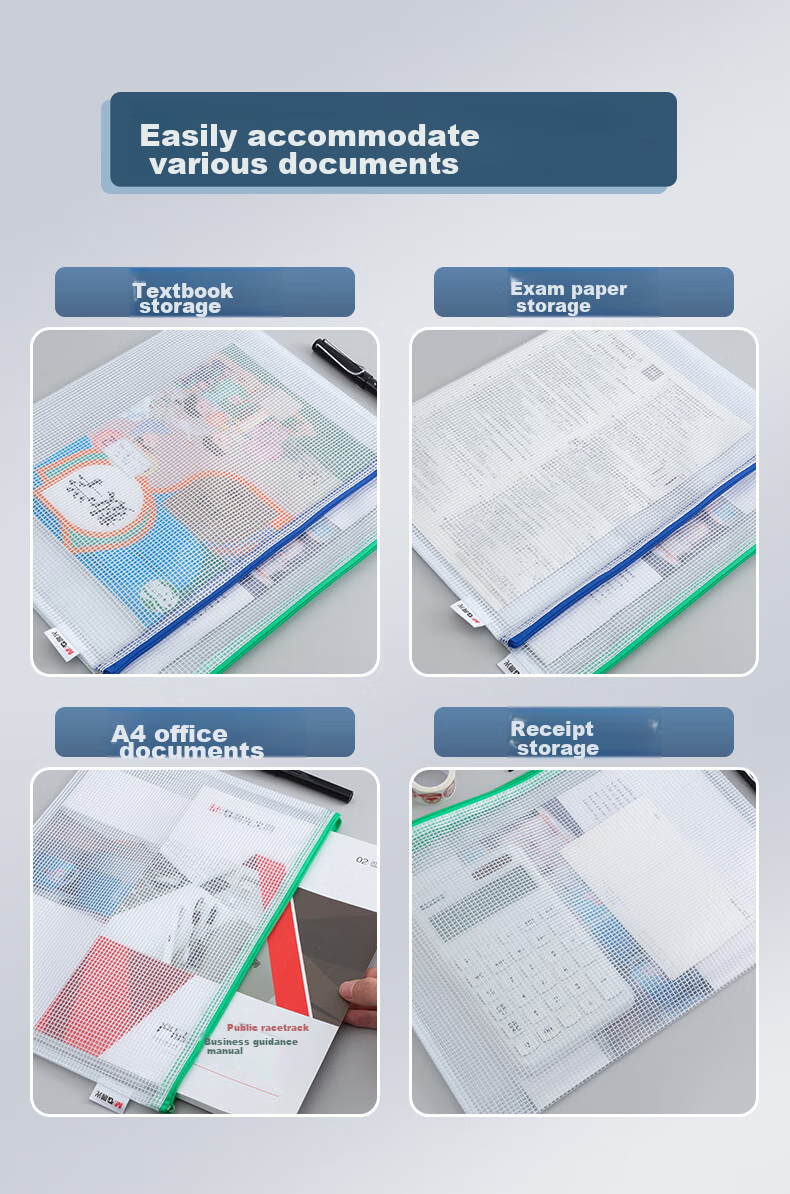 M&G Stationery B5 Grid Zipper Pouch, PVC Document Bag, Affordable Student Exam Paper Storage, File Organizer Pouch, 10-Pack ADMN4283 2