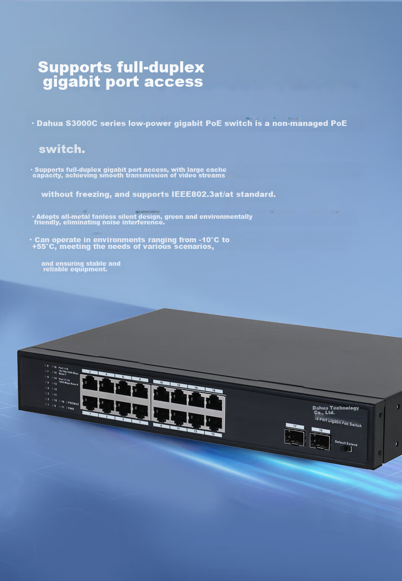 Dahua 8-Port Gigabit PoE Switch, 65W, 8 PoE Ports with 10 Total Ports, Wireless AP Monitoring Network Cable Splitter, Rack-Mountable Small Switch with Steel Shell 3
