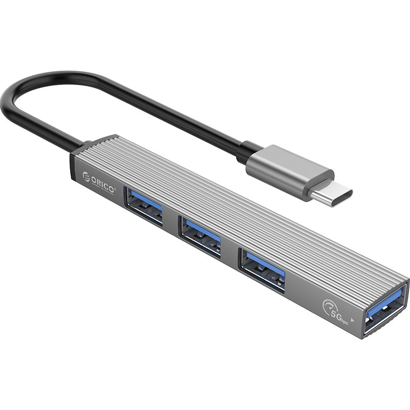 ORICO Expansion Dock, Type-C to USB 3.0 Hub Splitter, 4-Port Hub Converter, Compatible with MacBook And Laptops, Aluminum Alloy Adapter AH-13