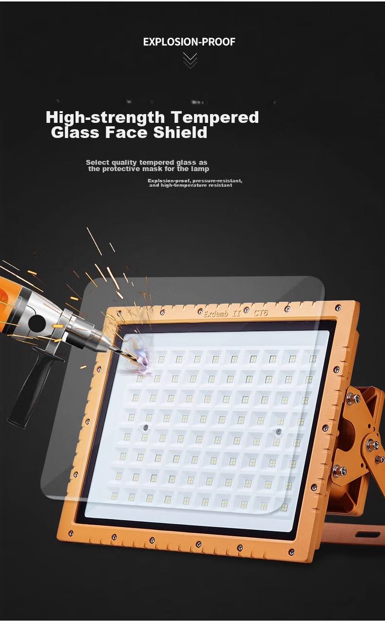 Qianzhiyi LED Explosion-Proof Light High-Power Waterproof Corrosion-Resistant Square QY-GY-FB200W Industrial Floodlight for Construction Sites, Warehouses, Factories, Chemical Plants, Workshops, Gas S 8