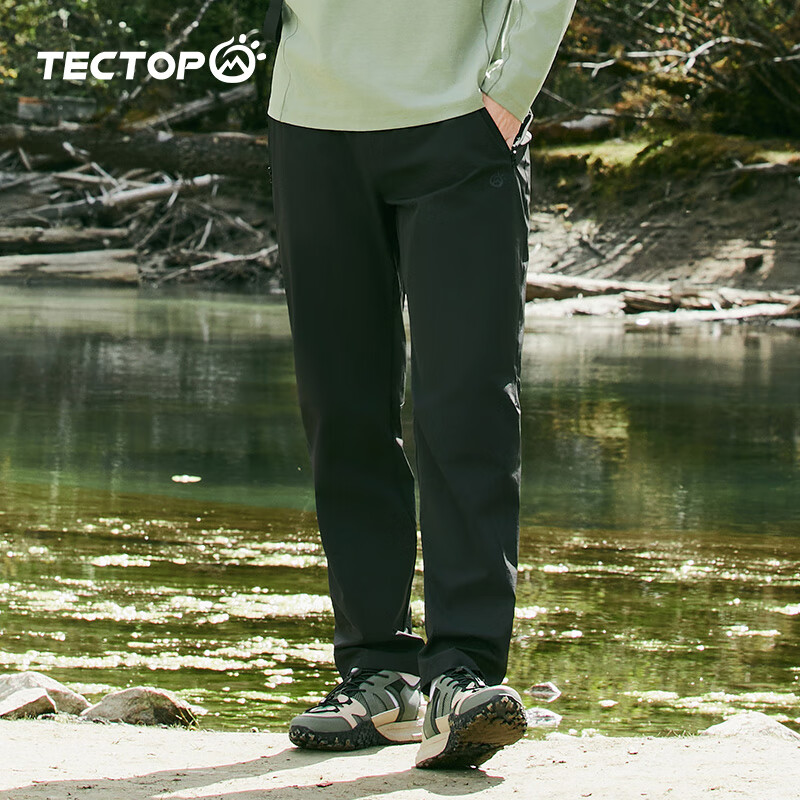 TECTOP Outdoor Hiking Quick-Dry Pants, Lightweight Moisture-Wicking Casual Straight-Leg Fast-Drying Trousers, 2422177SZ Men's Classic Black M