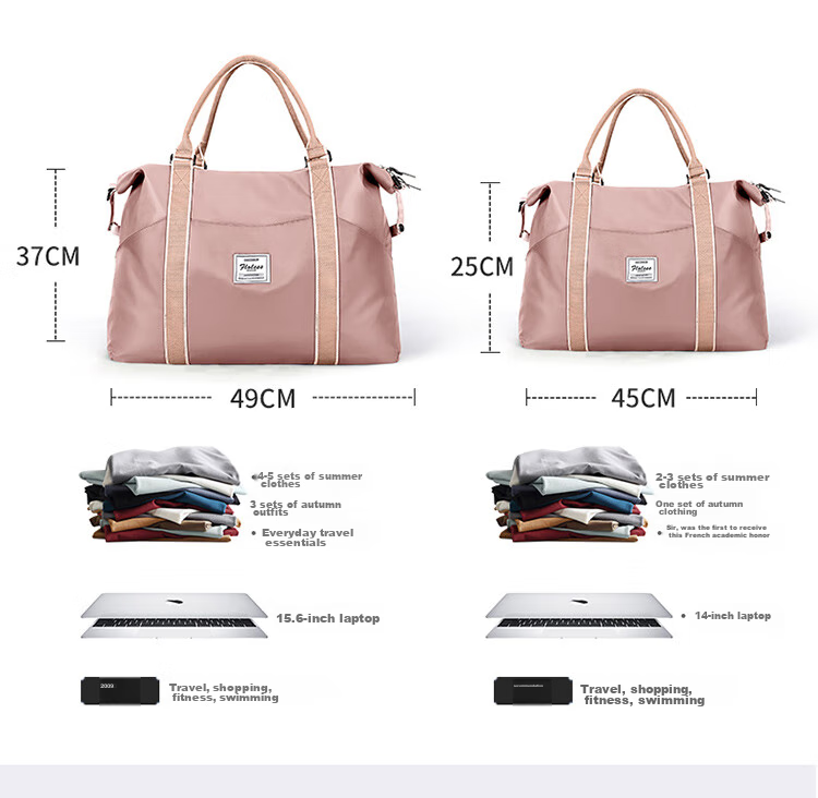 Landcase Handheld Travel Bag for Women, Large Capacity Fitness Bag, Swimming And Yoga Bag, Storage Luggage Bag, 4095 Khaki Large Size 10
