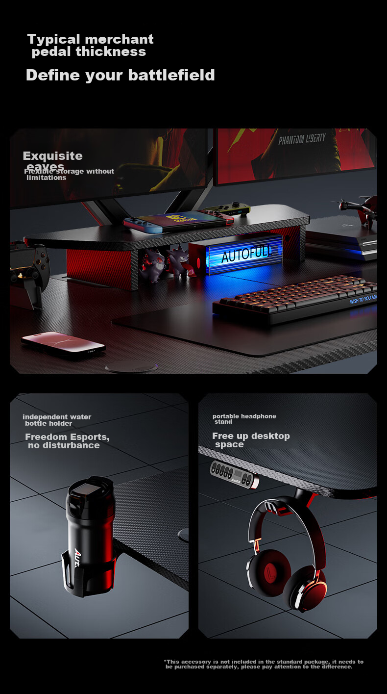 AOFENG A4Pro Gaming Desk Solid Wood Electric Height Adjustable Computer Desk Office Desk Black 1.8*0.8m 19