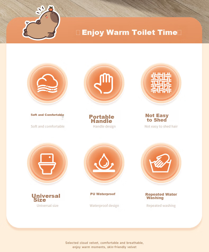 Baicaoyuan Toilet Seat Cover, Thickened PU Leather, Soft And Washable, Adhesive Padded Toilet Seat Cushion, Cloud Velvet, All-Season Universal Toilet Seat Cover Ring 2