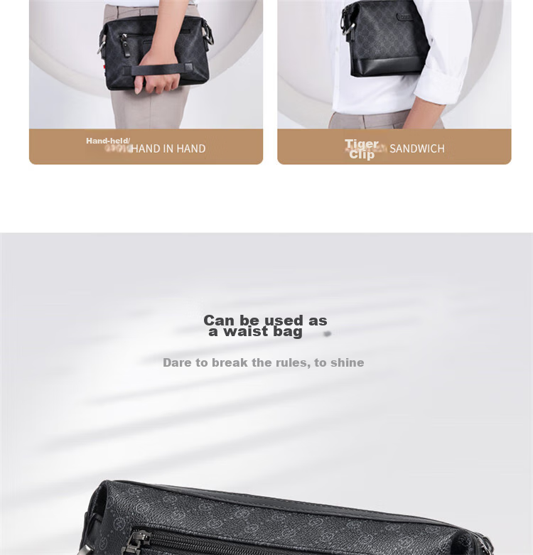 GOLF Shoulder Bag for Men, Printed Water-Resistant Large Capacity Trendy Crossbody Bag, Multifunctional Hand-Held Bag, Casual Fashion Waist Pack 5I597258J Black 7