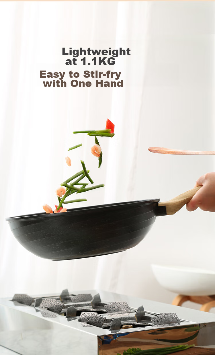 COOKER KING Non-Stick Wok, Easy to Clean, Maifanshi Color Stir-Fry Pan, 32cm, Compatible with Induction Cookers, Obsidian Series CG32HY 3