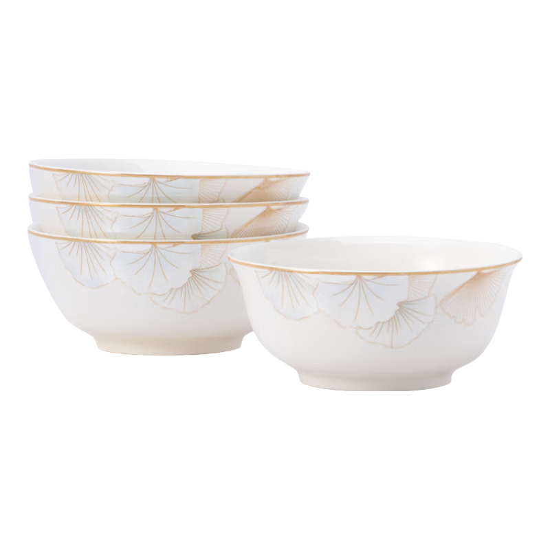 JD Original Tableware Set, Housewarming Ceramic Soup Bowls for Home Use, Qiuzhiyun Noodle Bowls 6 Inches * 4