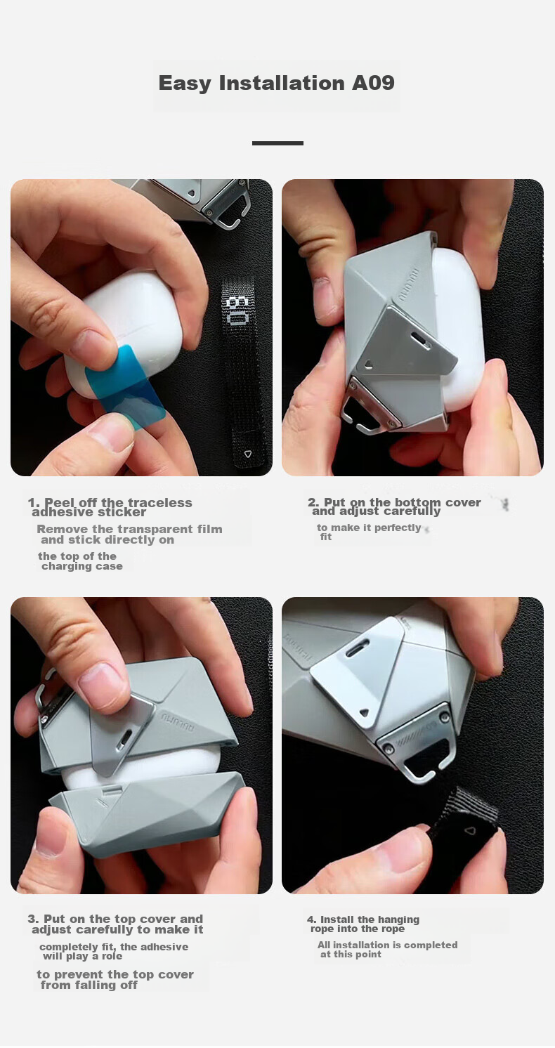 AULUMU A09 Geometric Earphone Protective Case for Apple AirPods Pro 1/2, Premium Full Coverage Shockproof Anti-Drop Armor Tech Cool Style, Gray 14