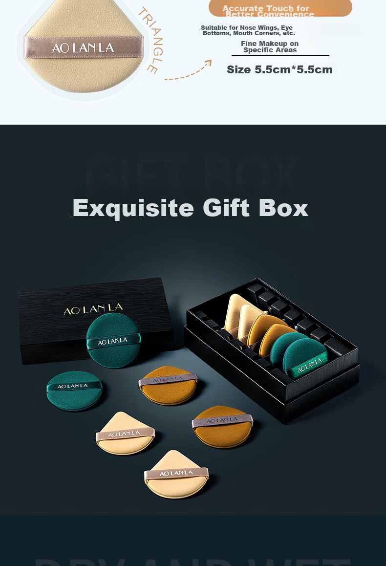 AOLANLA Beauty Sponge Set of 3, Dual-Use for Dry And Wet, Sponge Makeup Pads, Air Cushion Powder Puff, Individually Packaged with Sponge Holder 3