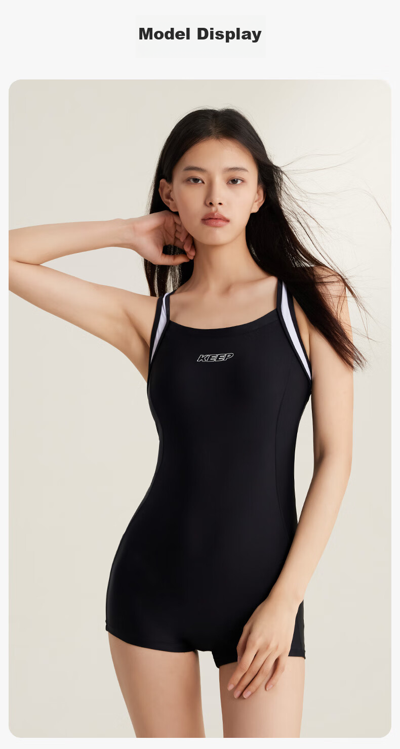 Keep Women's One-Piece Swimsuit, Professional Swimming Costume for Training, 601 Swimwear, Swimming Goggles And Swim Cap Three-Piece Set, Size L 14