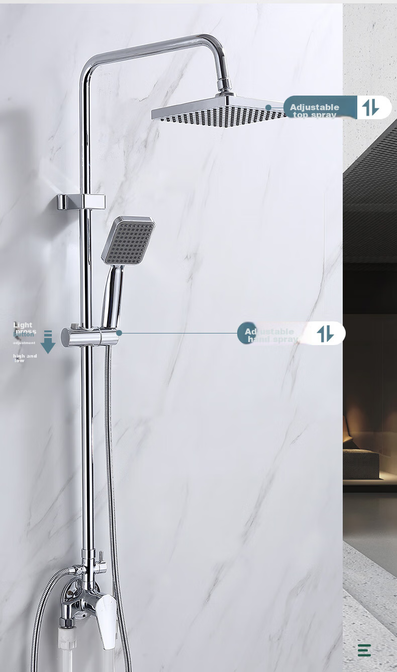 Larsd Surface-Mounted Shower Head Set, Clear Water Pipe Shower System with Copper Body Shower Faucet And Mixing Valve LD5306 12