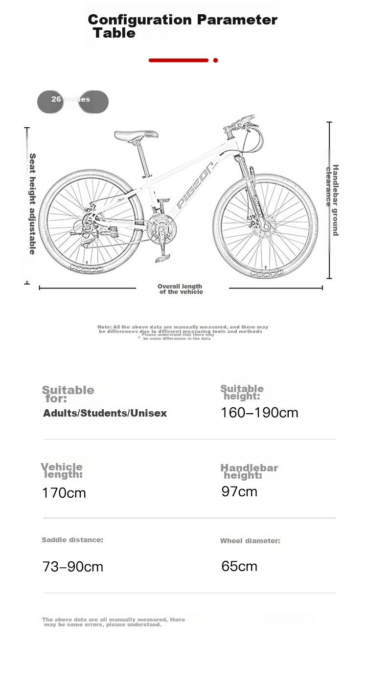 FG FLYING PIGEON Bicycle for Older Children, 21-Speed Mountain Bike, Youth Shock-Absorbing Bicycle, Student Pedal Bike, 26-Inch, Gray 18