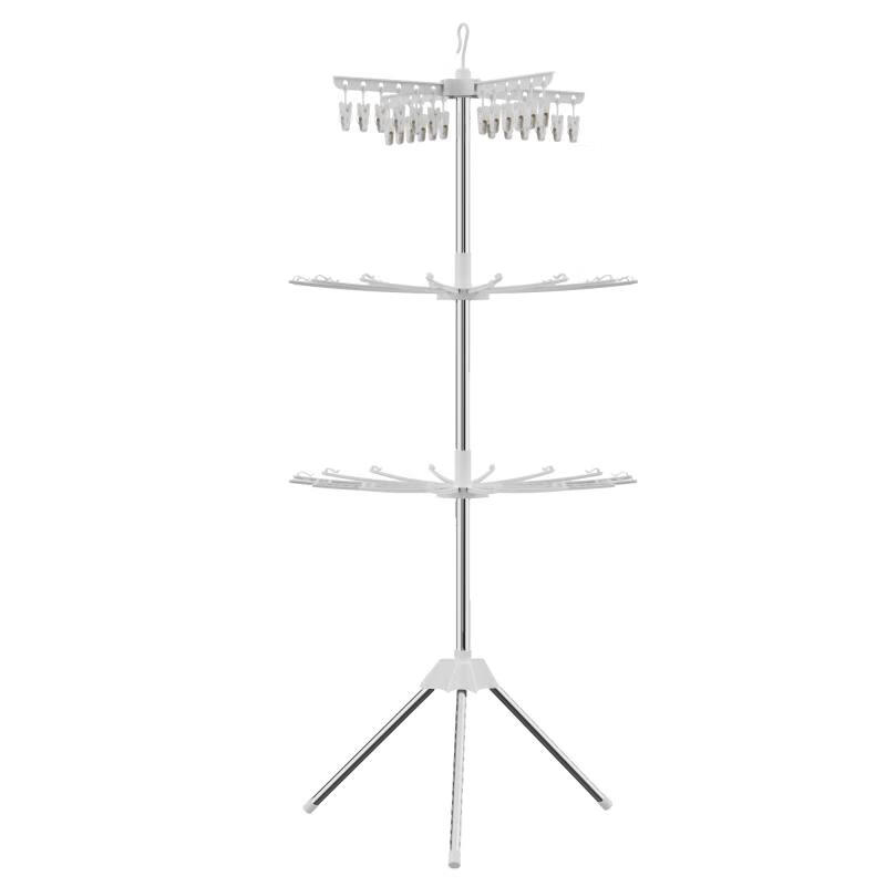 Siwangongli Baby Clothes Drying Rack, Floor-Standing Multifunctional Foldable Towel Hanger, Baby Diaper Hanger with Multiple Hooks, Three-Tier