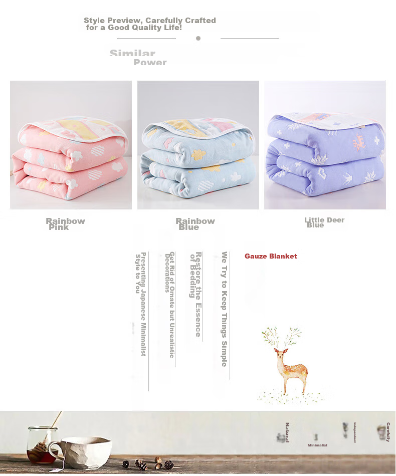 Hengyuanxiang Pure Cotton Gauze Towel Blanket, Six-Layer Thickened, Summer Quilt, Office And Children's Air Conditioning Blanket, 150×200CM 3