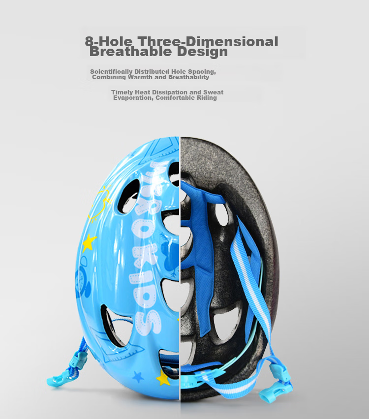 Micro Maiguo Children's Helmet, Roller Skating Protective Gear, Ice Skating And Cycling Hand Guards, Elbow Pads, Knee Pads, FLY Blue Package, Size M 8