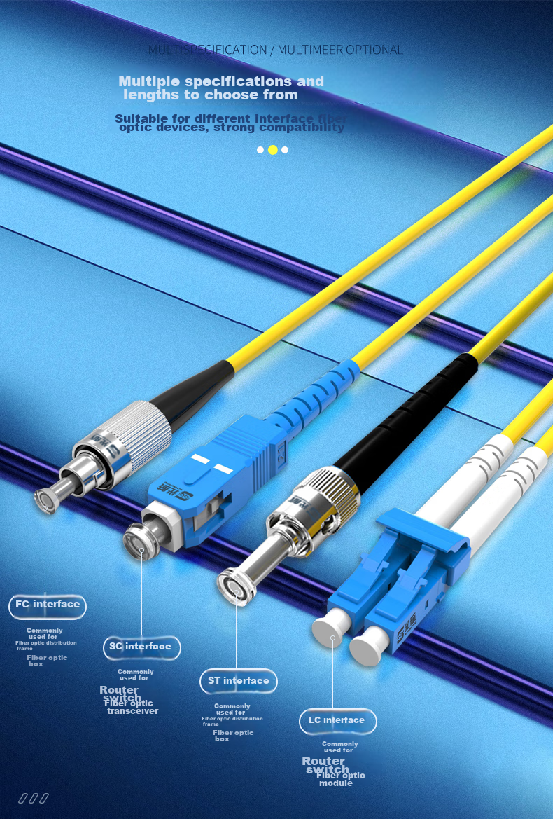 Guanghang Telecom-Grade Fiber Optic Patch Cable LC-LC Single-Mode Dual-Core 3-Meter Indoor Fiber Optic Cable, Low Smoke Zero Halogen Environmentally Friendly Outer Sheath, Transceiver Pigtail GH-LL03 1
