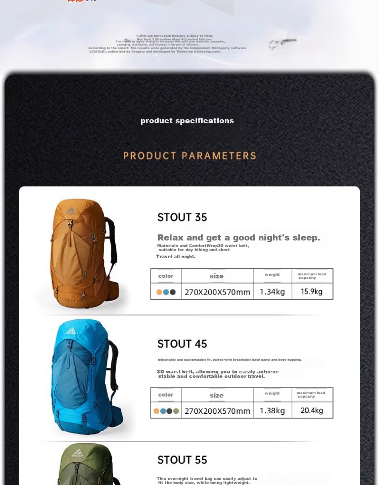 GREGORY Stout Jinshi Outdoor Professional Hiking Mountaineering Backpack Men Heavy Load 2024 New 35L Forest Black 12