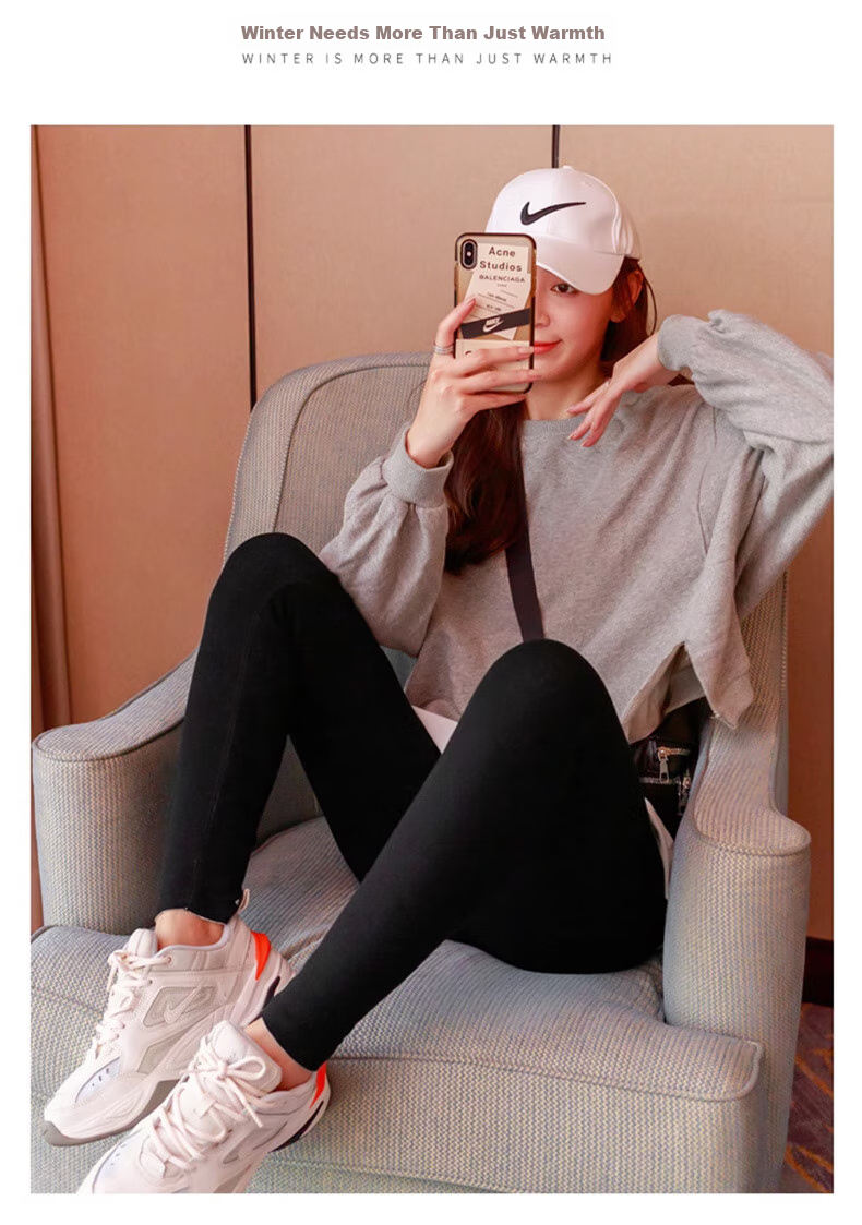 XUEXIMAN Women's Leggings, Autumn And Winter, Lambswool Ribbed, High-Waisted Slimming Elastic All-In Fleece Pants, Warm Cotton Pants 20