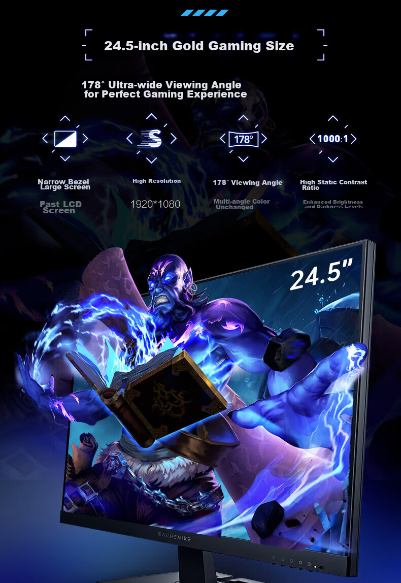 MACHENIKE 24.5-Inch 300Hz Overclockable to 310Hz High Refresh Rate HDR Low Blue Light 1ms Built-In Power Gaming Monitor Non-240 Starry Sky MZF25F300 4
