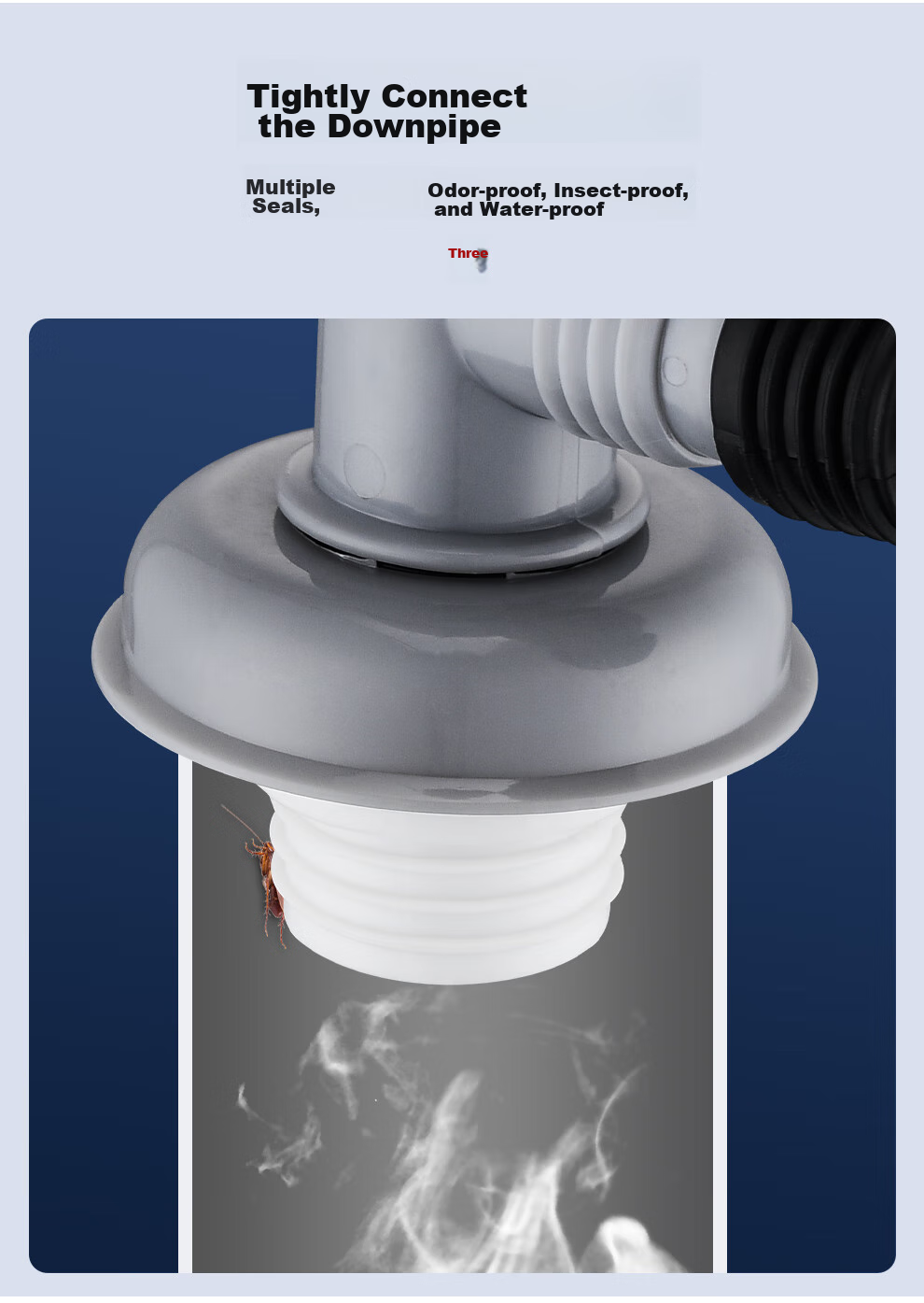 CVBAB Washing Machine Floor Drain Three-Way Connector, Sewer Pipe Anti-Odor And Backflow Prevention Drainage Pipe Sealed Three-Way Two-In CV620 9