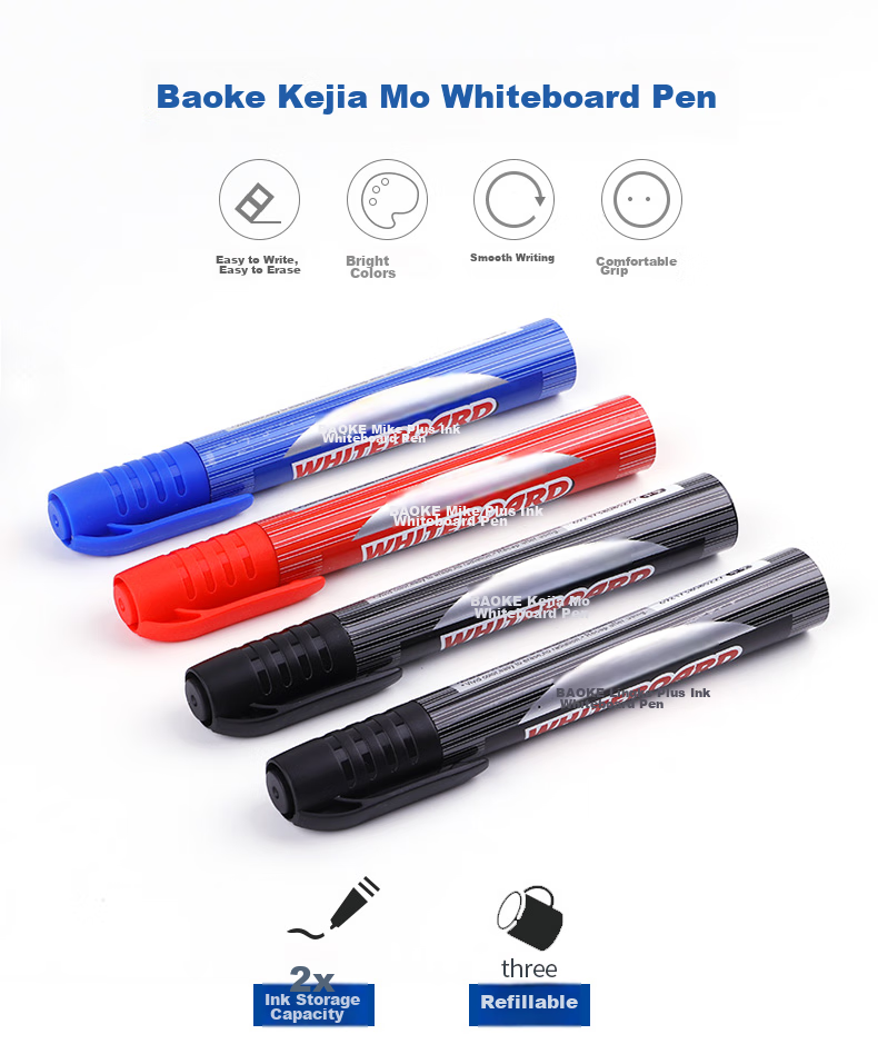 BAOKE MP399 Whiteboard Markers, Black Ink, Office Stationery for Meetings And Teaching, Refillable, 24 Pieces Per Box 1