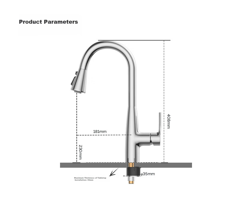 JOMOO Faucet Kitchen Sink Cold And Hot Pull-Out Four-Function Flying Rain Waterfall Sink Faucet 33229 21
