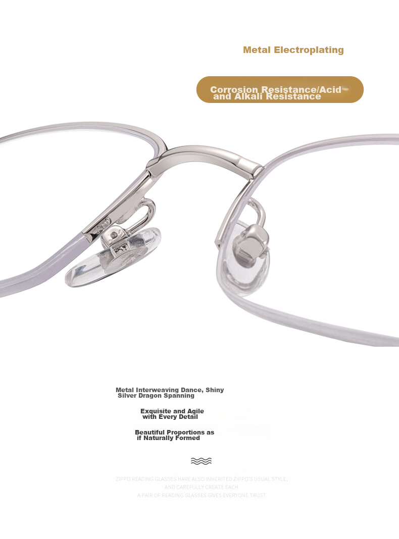 Funsonca High-Definition Green Film Semi-Rimless Metal Reading Glasses for Men And Women, Business-Style Durable Comfortable Fashion Classic Style 100 Degrees 8