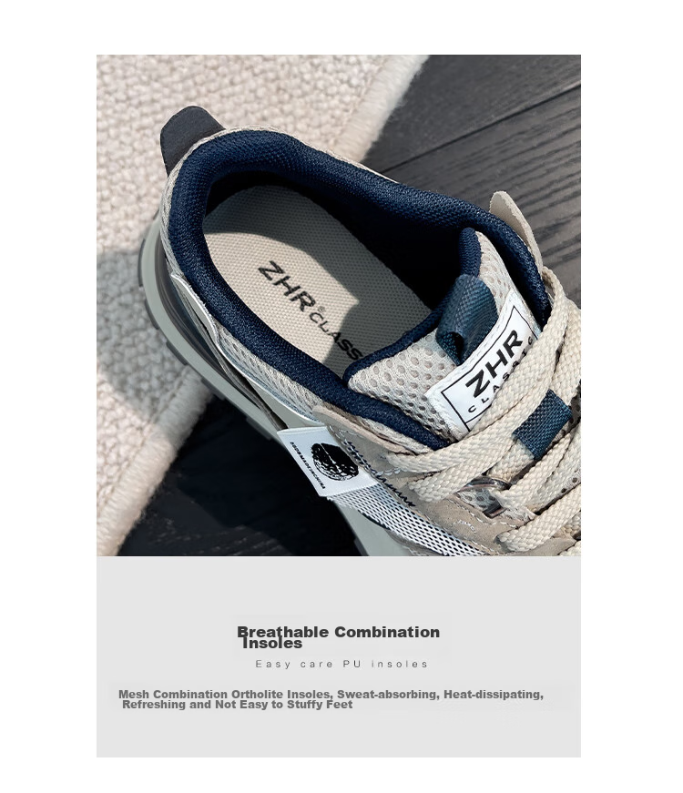 ZHR Dad Shoes for Women, Couples' Thick-Soled Heightening Casual Shoes, Fashionable Sports Shoes for Men And Women, G666 Gray Blue, Size 38 11