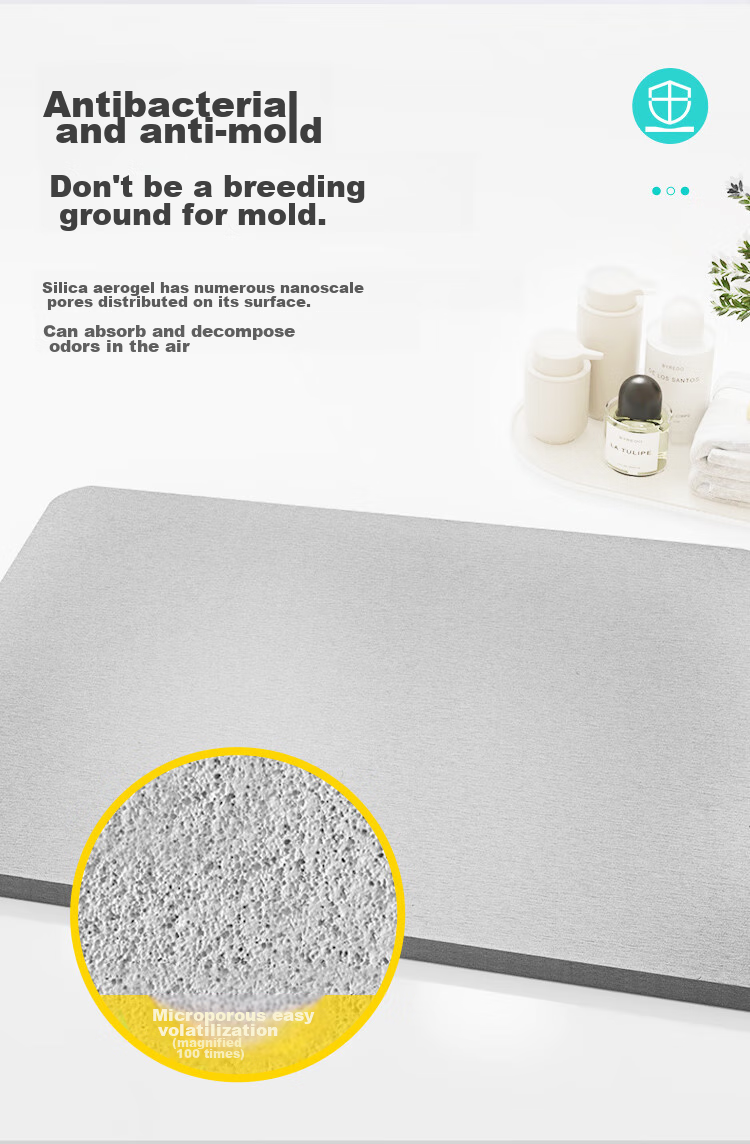 Dajiang Hard Diatomaceous Earth Bath Mat, Bathroom Entrance Absorbent Floor Mat, Toilet Foot Pad, Bathroom Mat, Non-Slip, 39x60cm 11