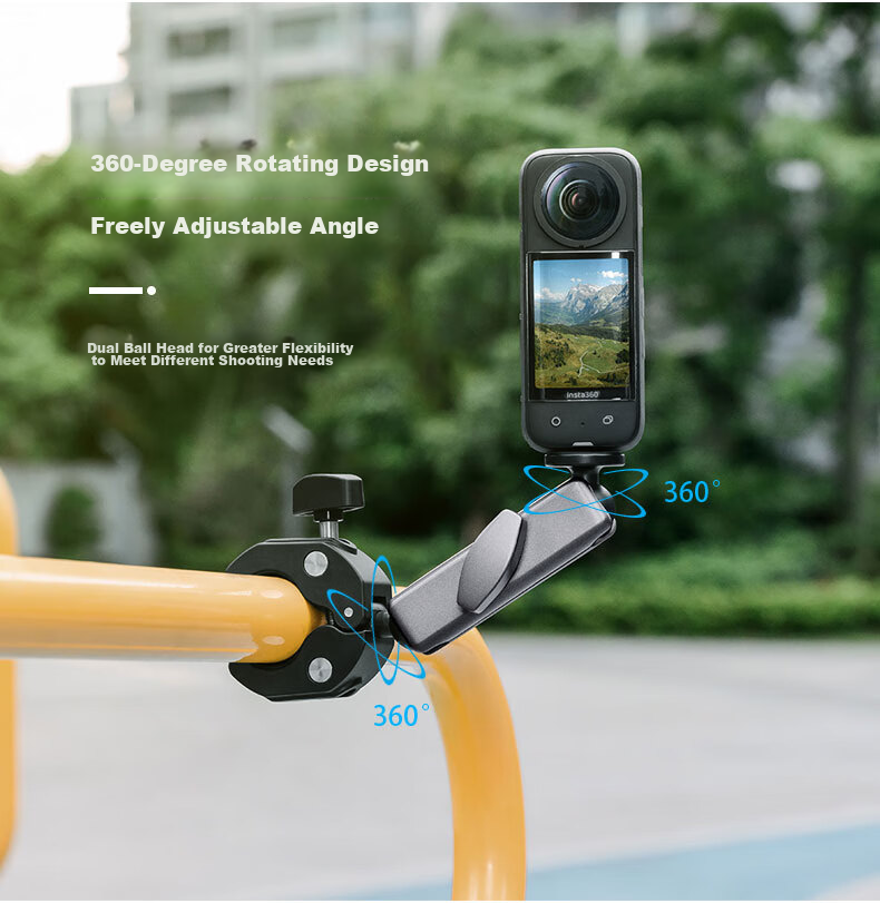 Qiye Cycling Handlebar Mount Compatible with Insta360 X3 Panoramic Camera, Insta X4 Action Camera Accessory, Motorcycle X5 Bicycle Mountain Bike Handlebar Clamp X3 5