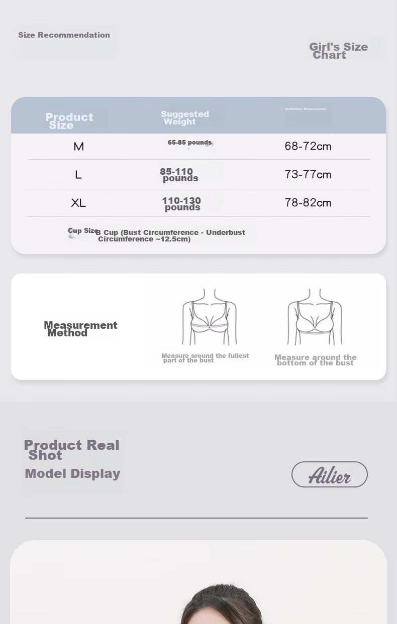 Ailier&ouluola High School Student Underwear for Ages 15-18, Middle School Girls' Vest Bra, Three-Stage Developmental Period, Girls' Bra 6265 Pink 85A 11