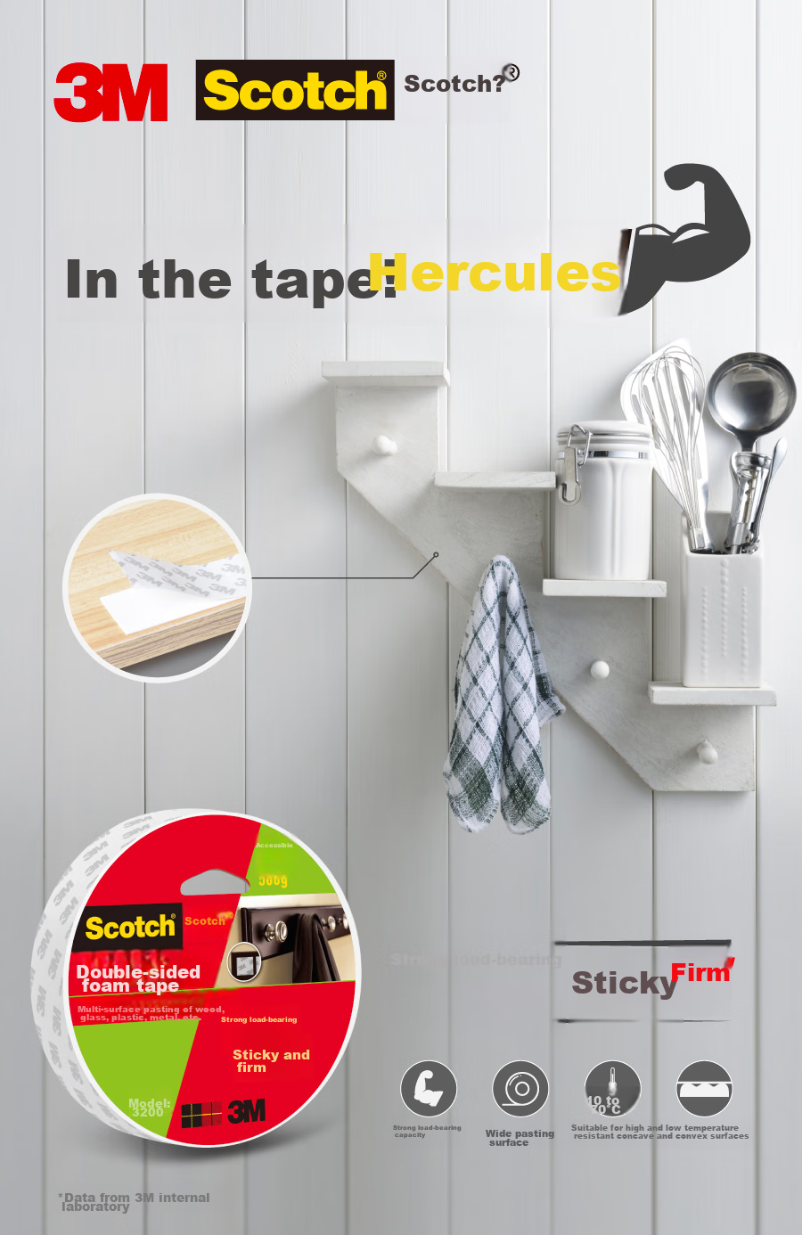 3M Scotch Double-Sided Foam Tape (Strong Type), Office Supplies, 320C-24, 24mm*5.5m 1
