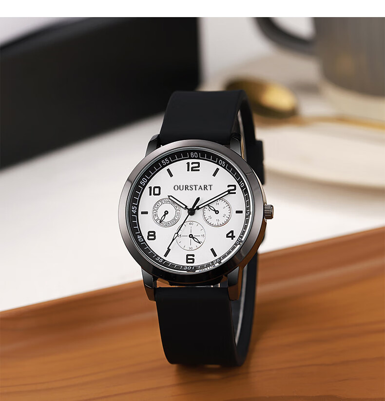 Yajia Student Watch for Men, Casual Youth Digital Three-Eye Quartz Silicone Watch for Students, Exams And Civil Servants, Men's Wristwatch 7