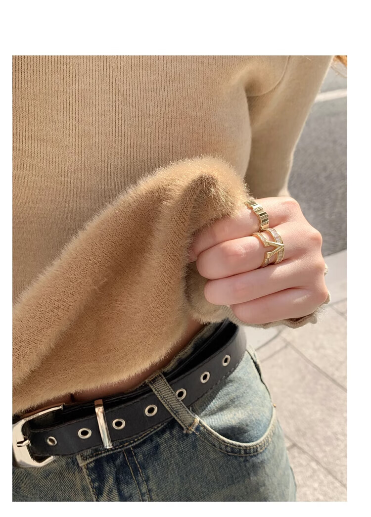 XUEXIMAN Knitted Sweater for Women, 2025 New Style, Solid Color Inner Layer, Semi-Turtleneck Top, Versatile Ruffle Trim Base Layer for Spring And Autum 12