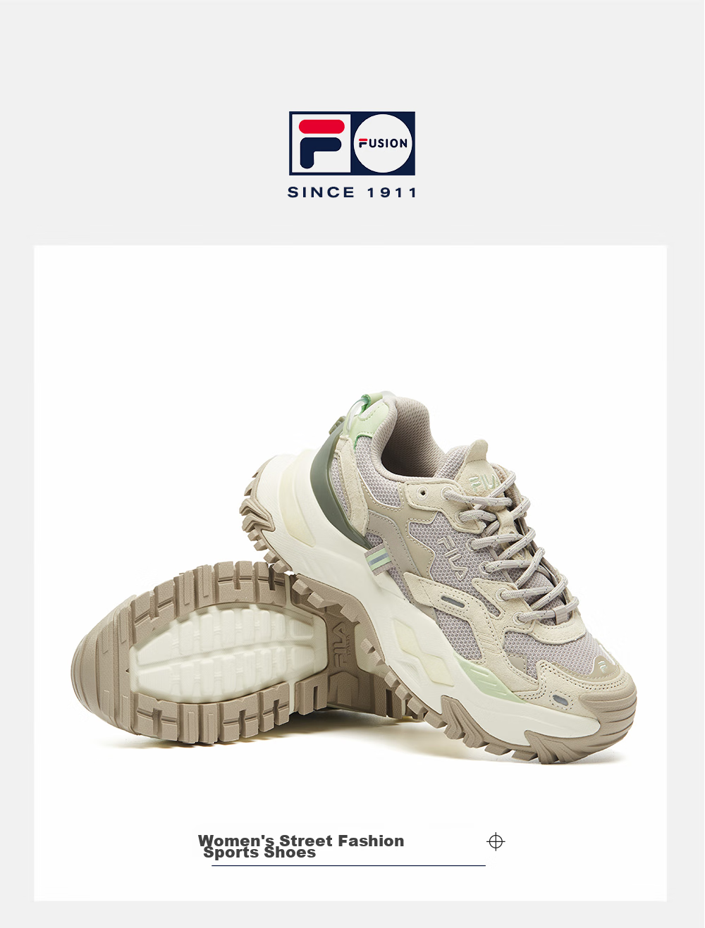 FILA FUSION Trendy Hard Candy Women's Dad Shoes, Classic Fashionable Thick-Soled Heightening Casual Sports Running Shoes 19