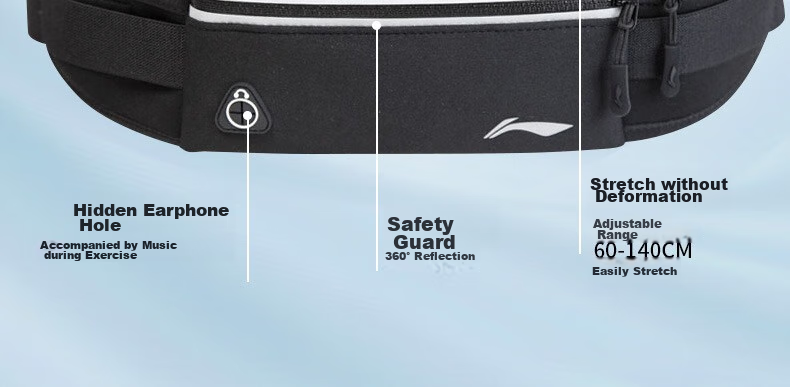 Li-Ning Running Waist Bag Unisex Sports Belt Pack Multifunctional Waterproof Zipper Phone Pouch Marathon Running Bag 7