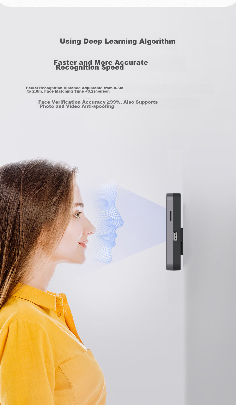 HIKVISION Attendance Machine, Facial Recognition Clock-In Device, 0.2S Fast Recognition, Office Sign-In Machine, No Network Required, No Software Installation Needed, Automatic Report Generation, A23 3