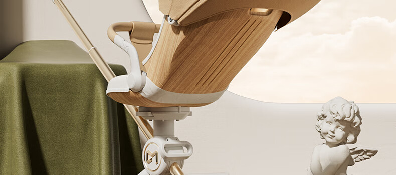Dear Mom, Stroller, Large White Car, High Landscape Baby Stroller, Lightweight, Reversible, Can Sit Or Lie Down, Strolling Trolley for Babies, Gree 34