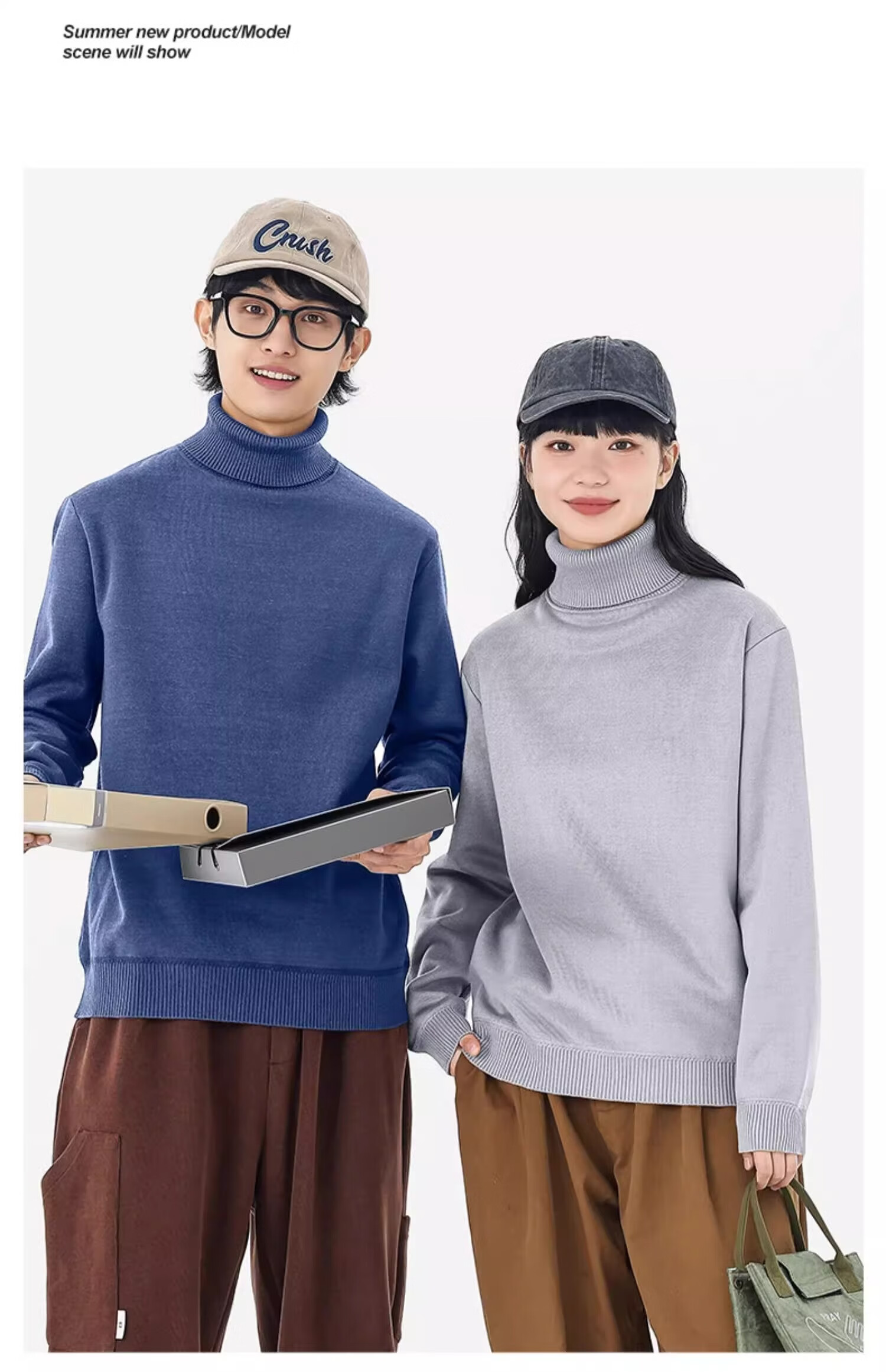 GENIOLAMODE Men's Turtleneck Sweater, Winter Simple Inner Layer Warm Base Knit Sweater, Khaki, XL 10