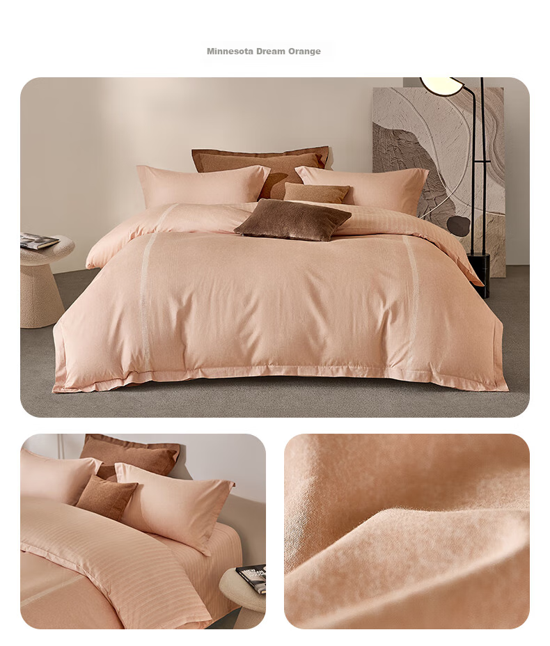 LUOLAI Home Textiles, Ultra-Soft U-Easy Set of 60 Pieces, Thickened Brushed Cotton Bedding Set for Winter, Includes Bed Sheet And Duvet Cover, Orange, 200*230 Cm 11