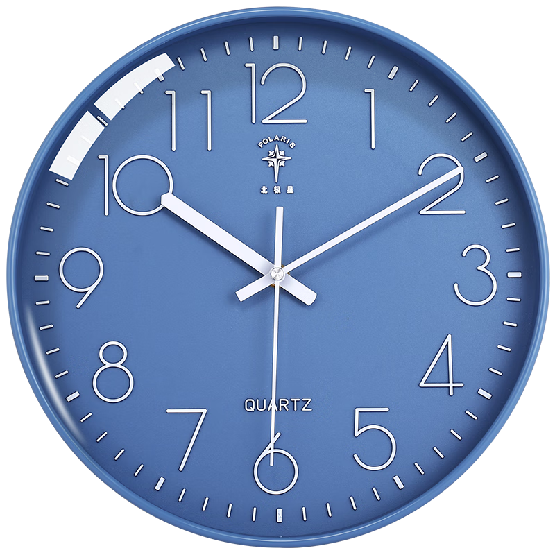 POLARIS Wall Clock, Living Room Home Clock, Modern Minimalist Luxury, No Drilling Required, Fashionable Timepiece, 30cm Blue Quartz Model