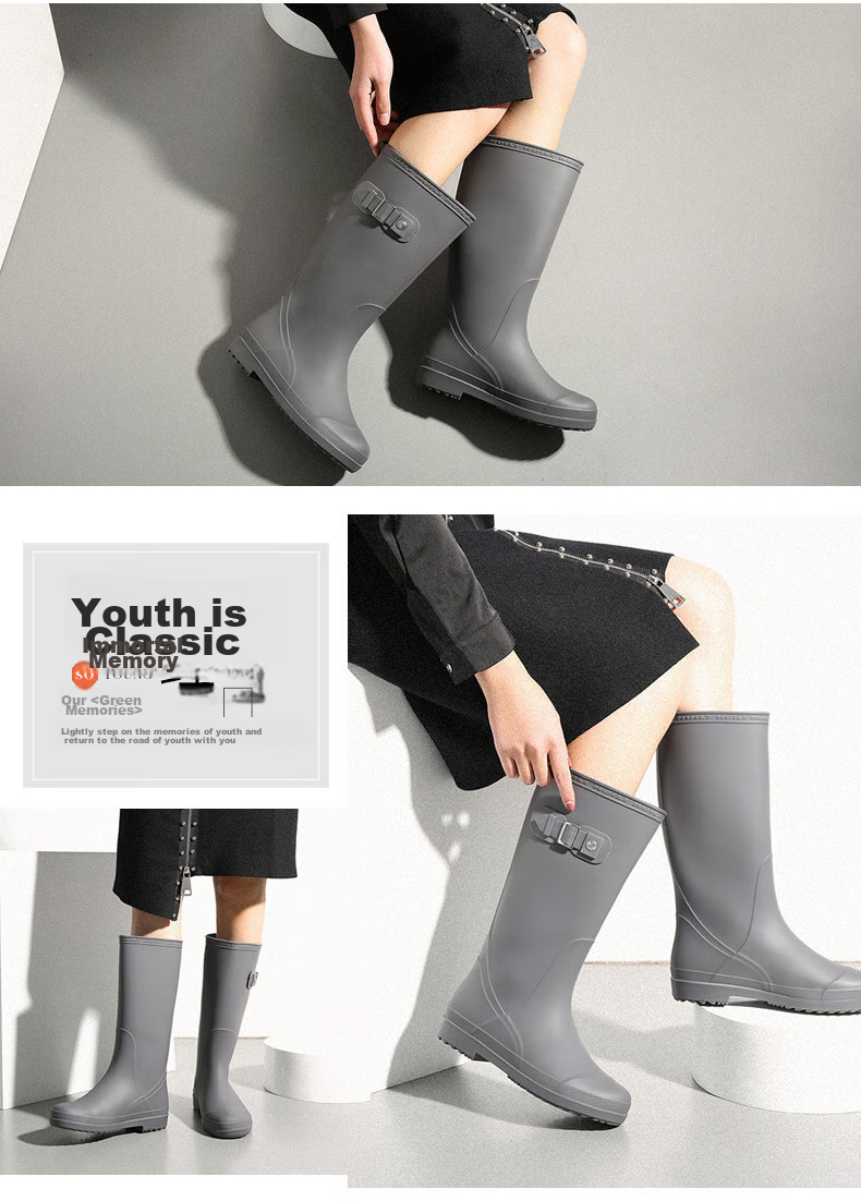 Warrior Rain Boots for Women, Fashionable Adult Tall Rain Boots, Water Shoes, Rubber Shoes, Waterproof Boots HXL73-B Kao 40 7