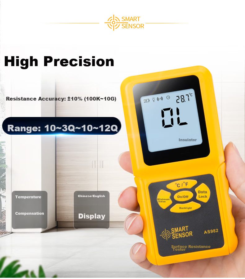 Xima AS982 Surface Resistance Tester, Impedance Meter, Insulation Resistance Detector, Electrostatic Tester 7