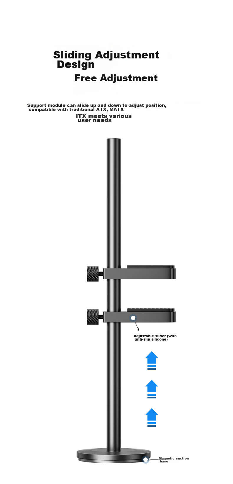 LinkStone Graphics Card Support Bracket, GPU Stand, Desktop Computer Graphics Card Support Rod, Single Bar, Anti-Bend GPU, Magnetic Base, Adjustable Height, Metal Material 2