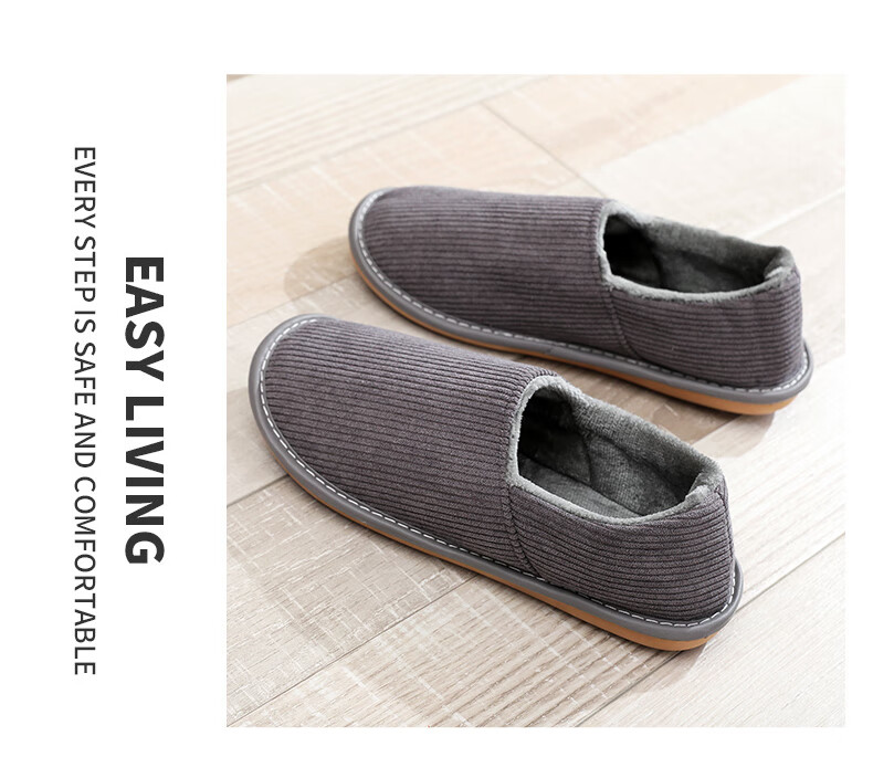 GUOLUOFEI Cotton Slippers for Men And Women, Indoor Home Non-Slip Soft Sole Fleece-Lined Warm Slippers, Wine Red, Size 34-35 11