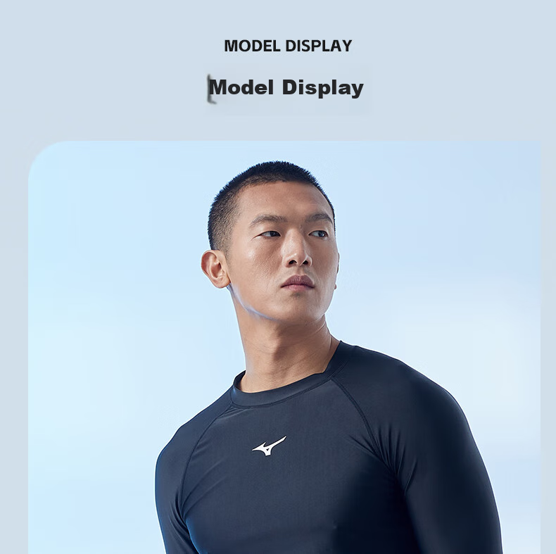 MIZUNO Men's Swimwear Set: Quick-Dry Chlorine-Resistant Anti-Embarrassment Long-Sleeve Swimsuit And Shorts Summer Sports Gear 1127 Black L 17