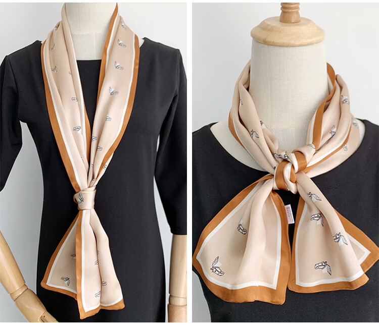 GLO-STORY Silk Scarf for Women, Mulberry Silk Versatile Double-Layer Fine Silk Narrow Small Scarf Long Flowing Ribbon Qixi Gift Box Set 17