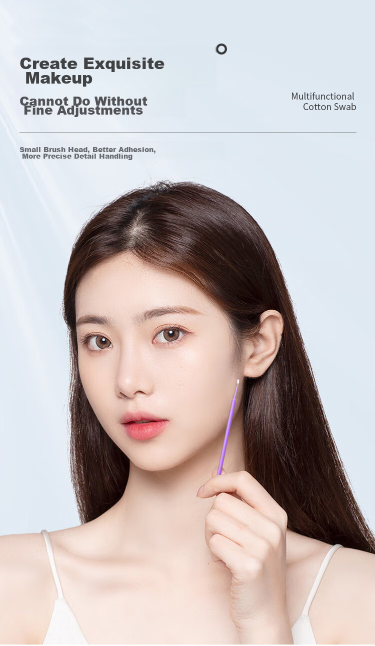 UPLUS Nano Cotton Swabs, Makeup Cotton Swabs, Thin Small Cotton Sticks, Purple, 200 Pieces, for Eye Makeup, Eye And Lip Line Detail Modificatio 3